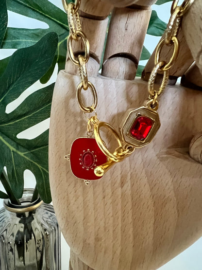 Red Pendant Charm Bracelet