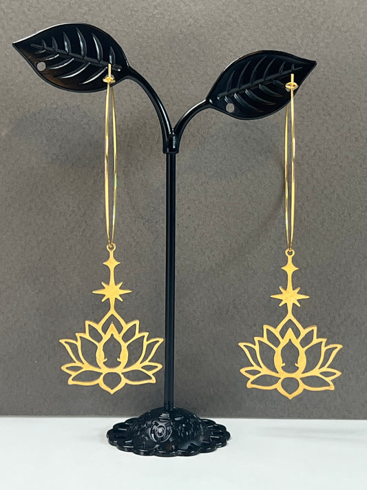 Lotus Buddha Pendant Hoops