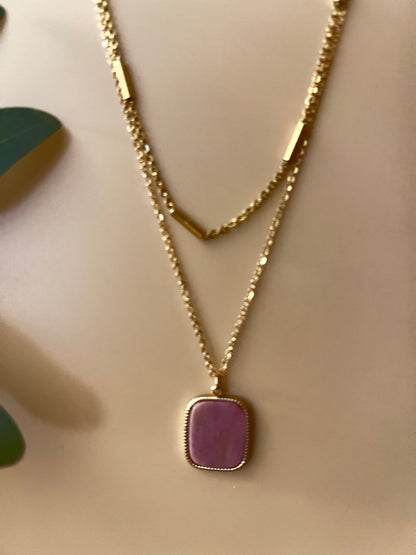 Pink & Gold Pendant Necklace