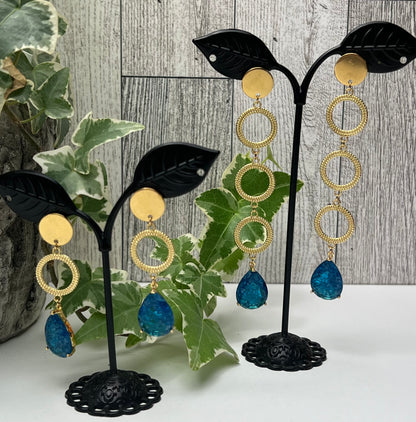 Blue Stone Elegant Dangle Earrings