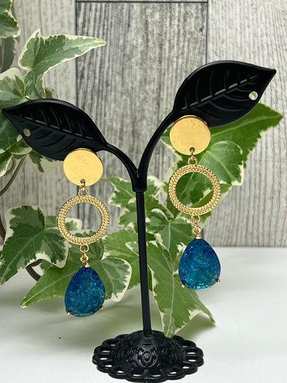 Blue Stone Elegant Dangle Earrings