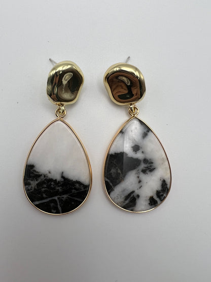 Zebra Stone Statement Earrings