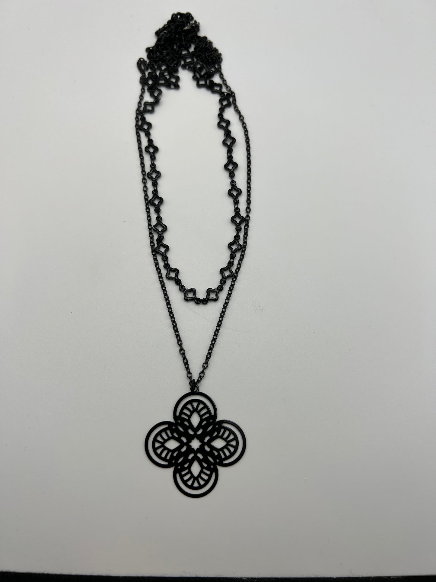 Black Fleur de Lis Necklace