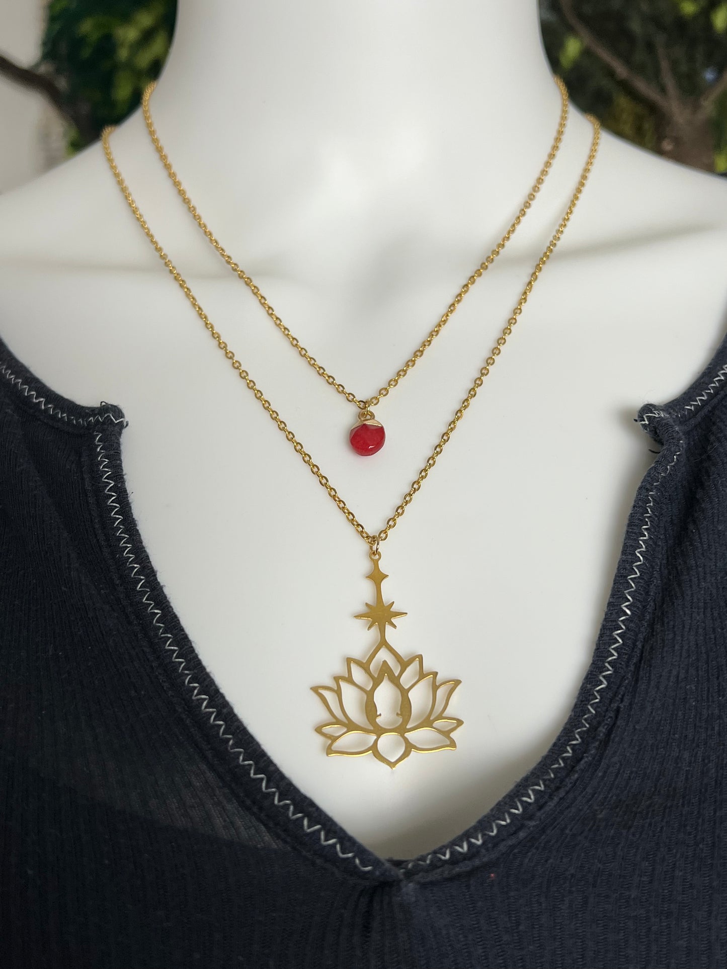 Lotus Flower Boho Chic Layered Necklace