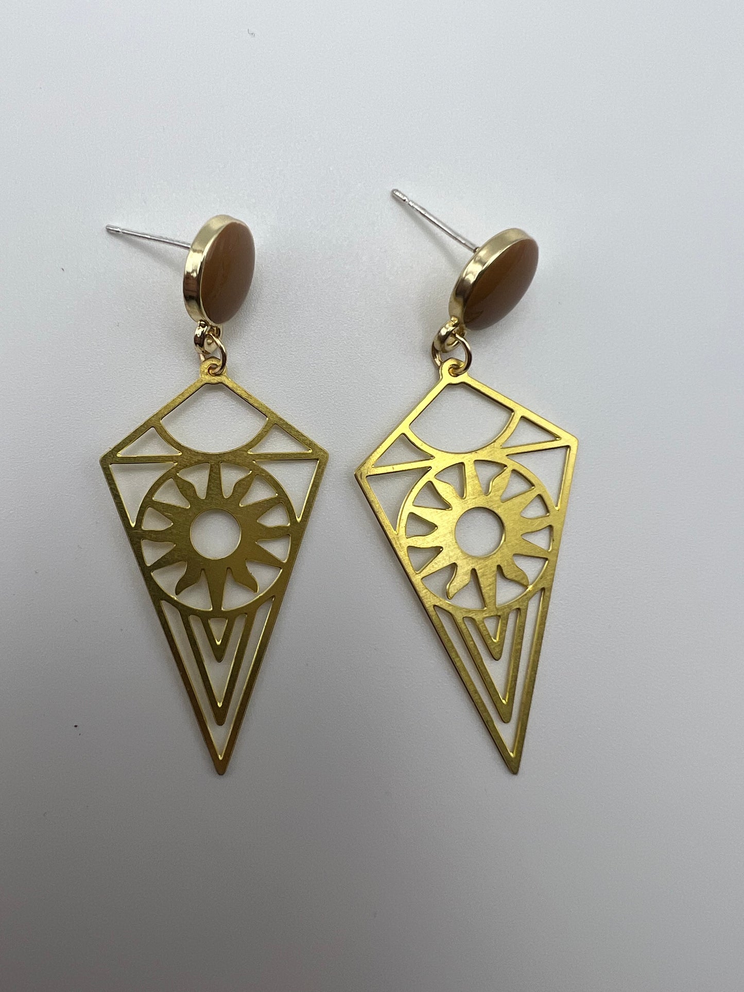 Brass Geometric Pendant Earrings