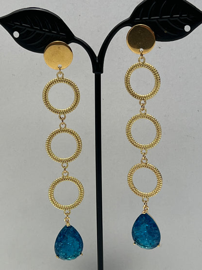 Blue Stone Elegant Dangle Earrings