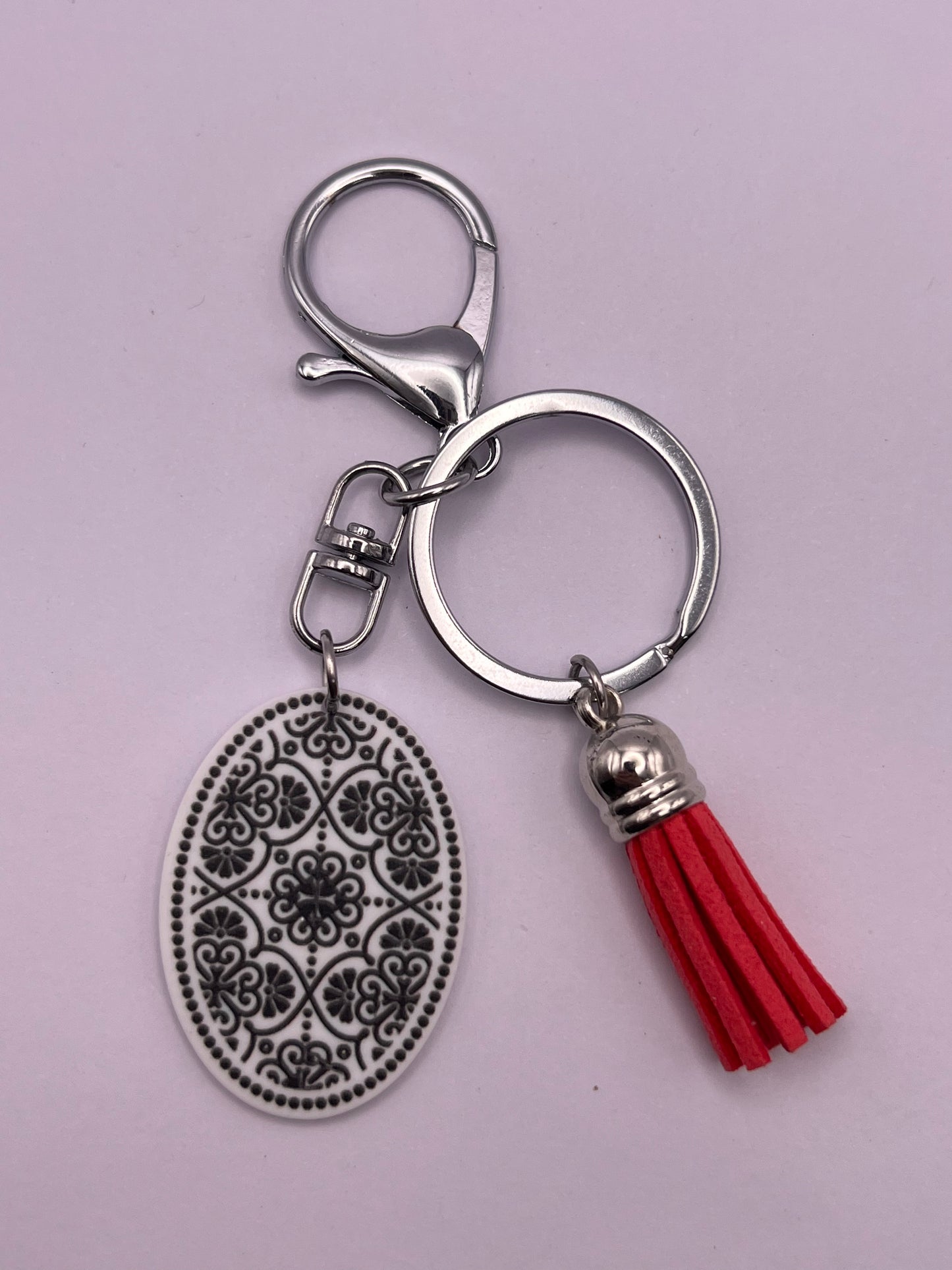 Classic Black & Red Pattern Keychain