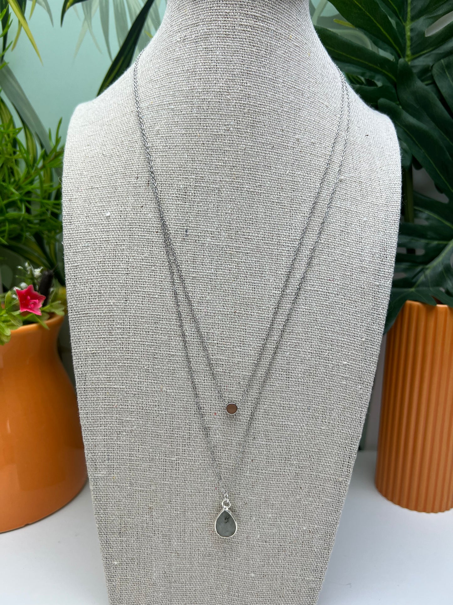 Labradorite Stone Layered Necklace