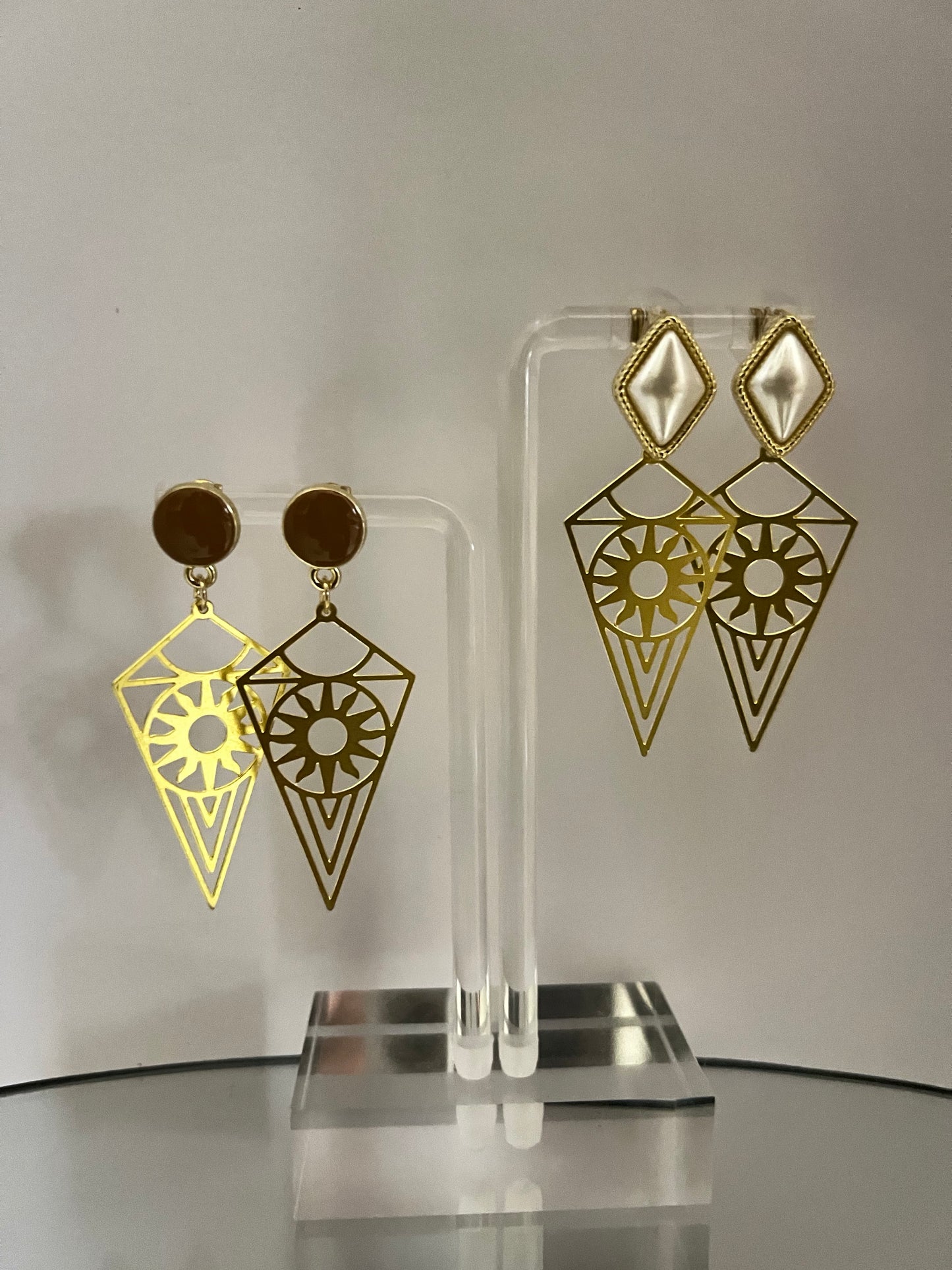 Brass Geometric Pendant Earrings