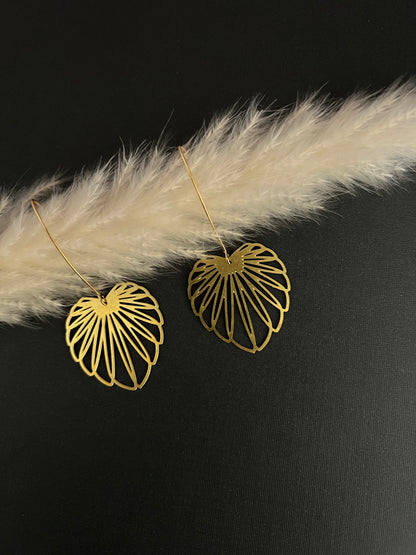 Delicate Floral Gold Brass Earrings