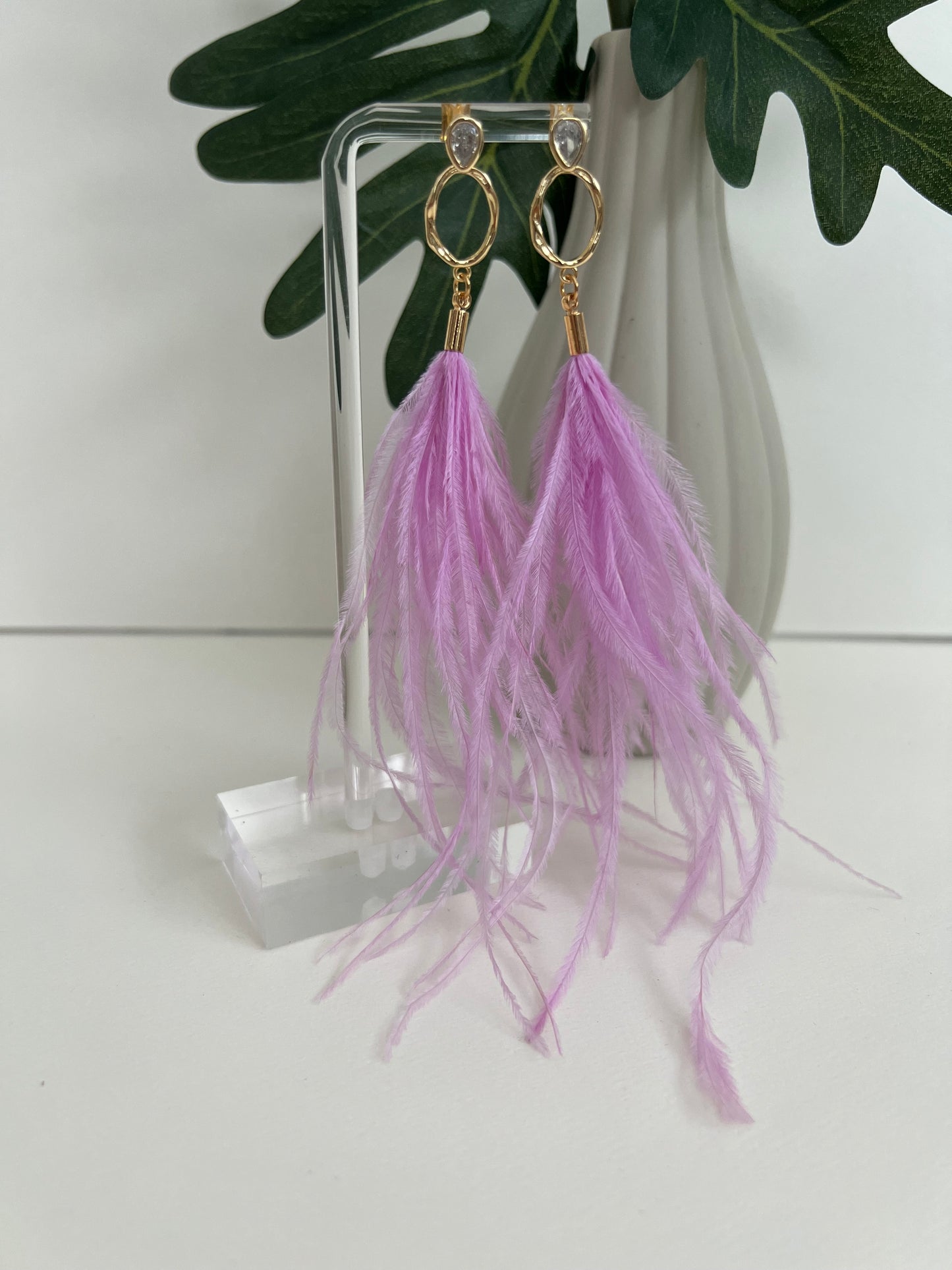 Light Pink Hippie Chic Feather Earrings