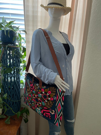 Floral Handwoven Messenger Bag