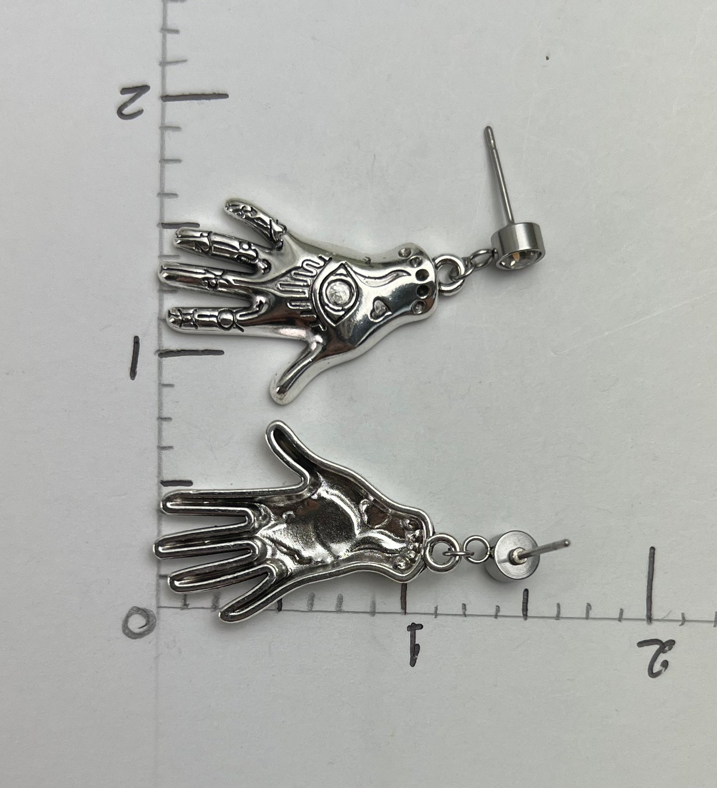 Silver Dainty Esoteric Hand Earrings