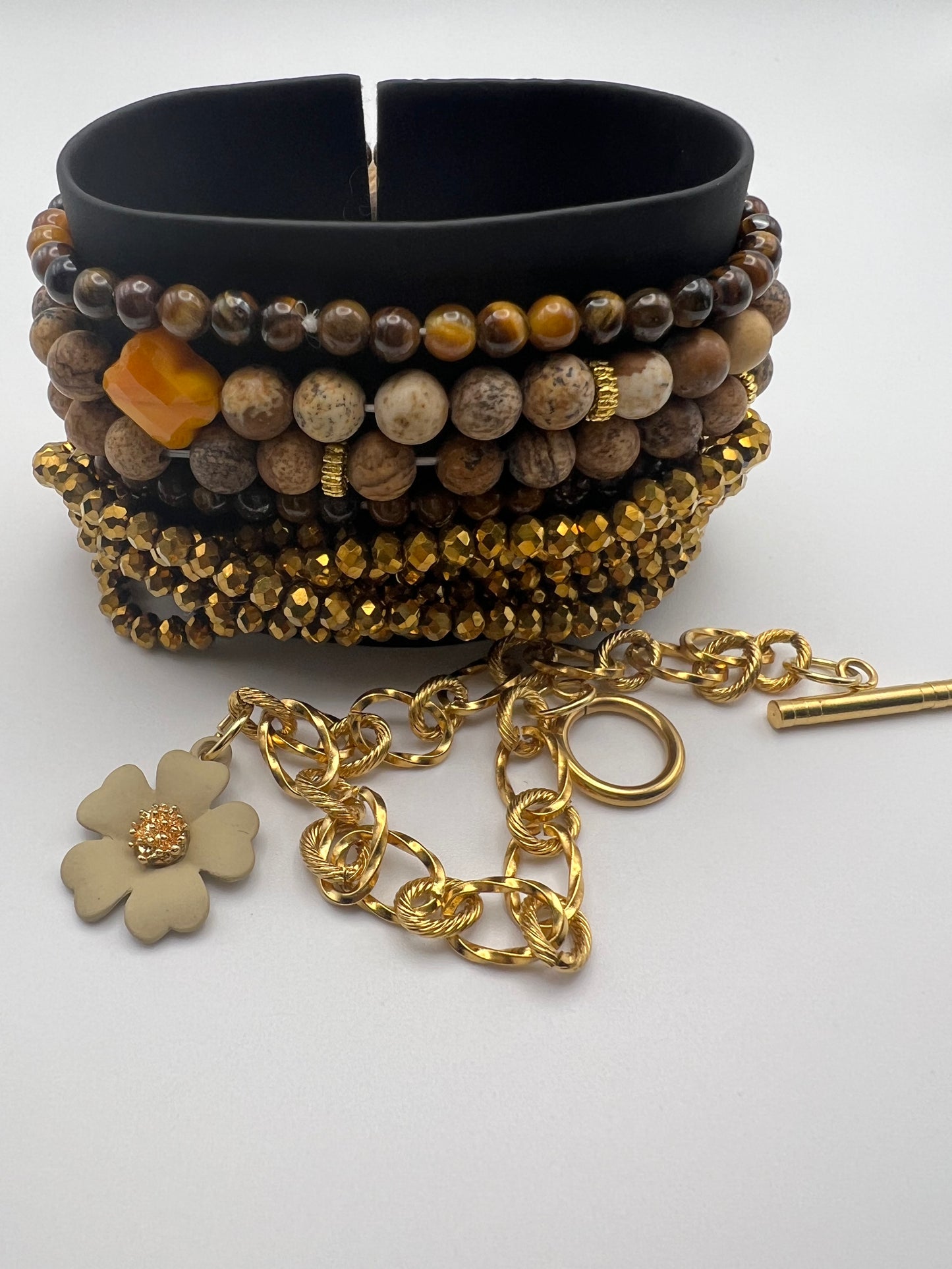 Brown & Gold Stacked Bracelet Set