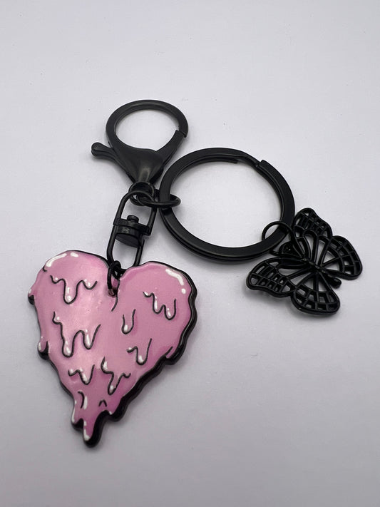 Pastel Goth Melted Heart Keychain