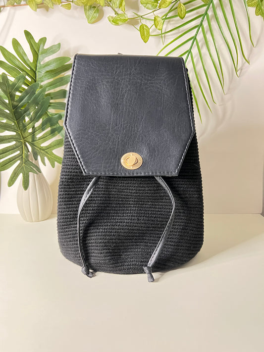 Classic Black Handwoven Backpack