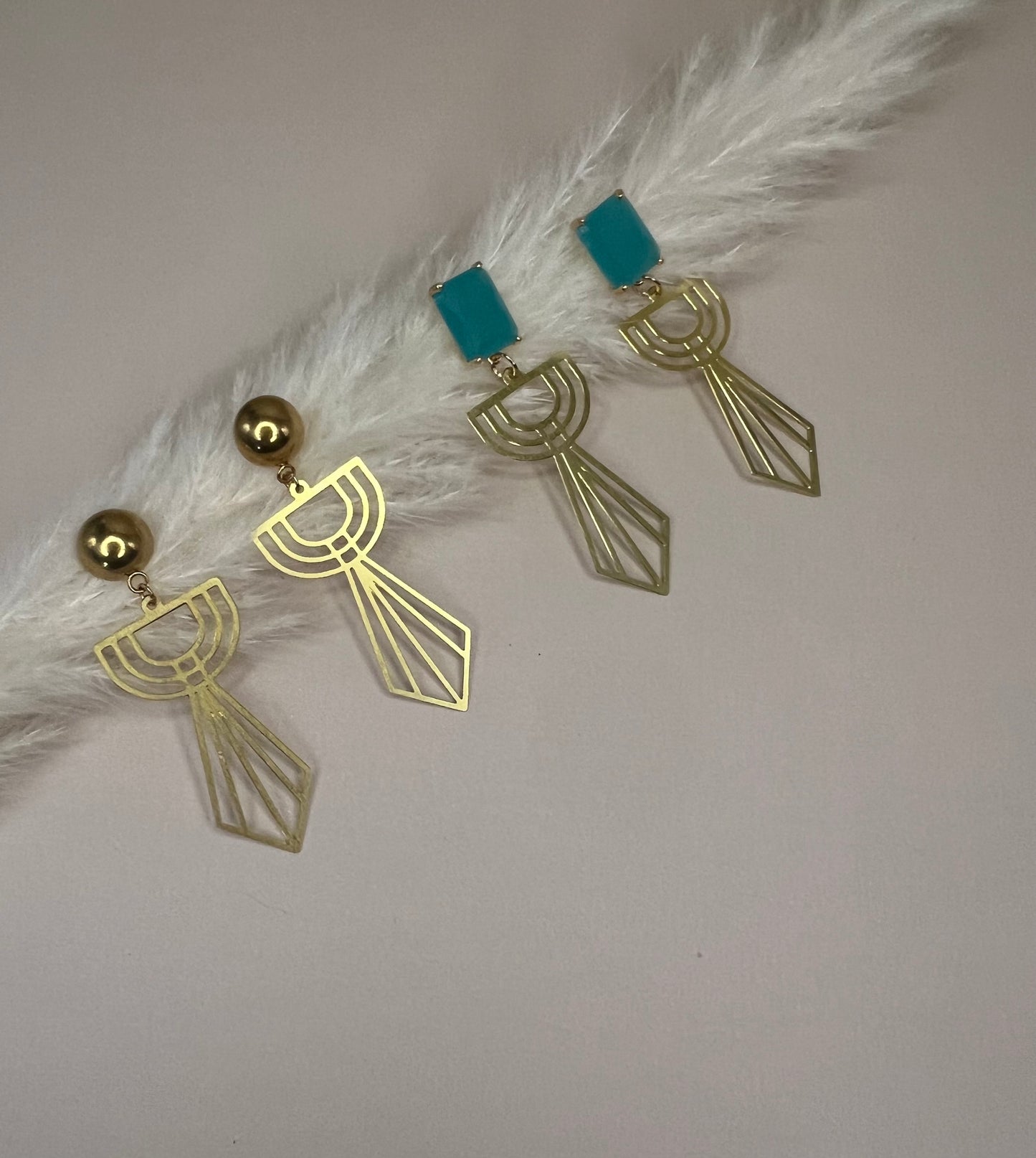 Art Deco-Inspired Brass Earrings