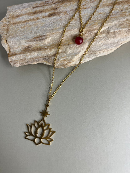 Lotus Flower Boho Chic Layered Necklace