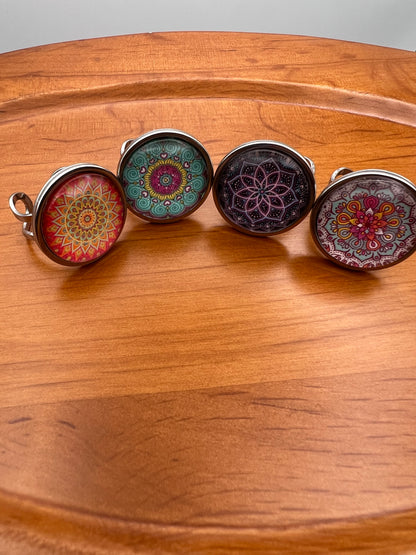 Large Mandala Statement Rings