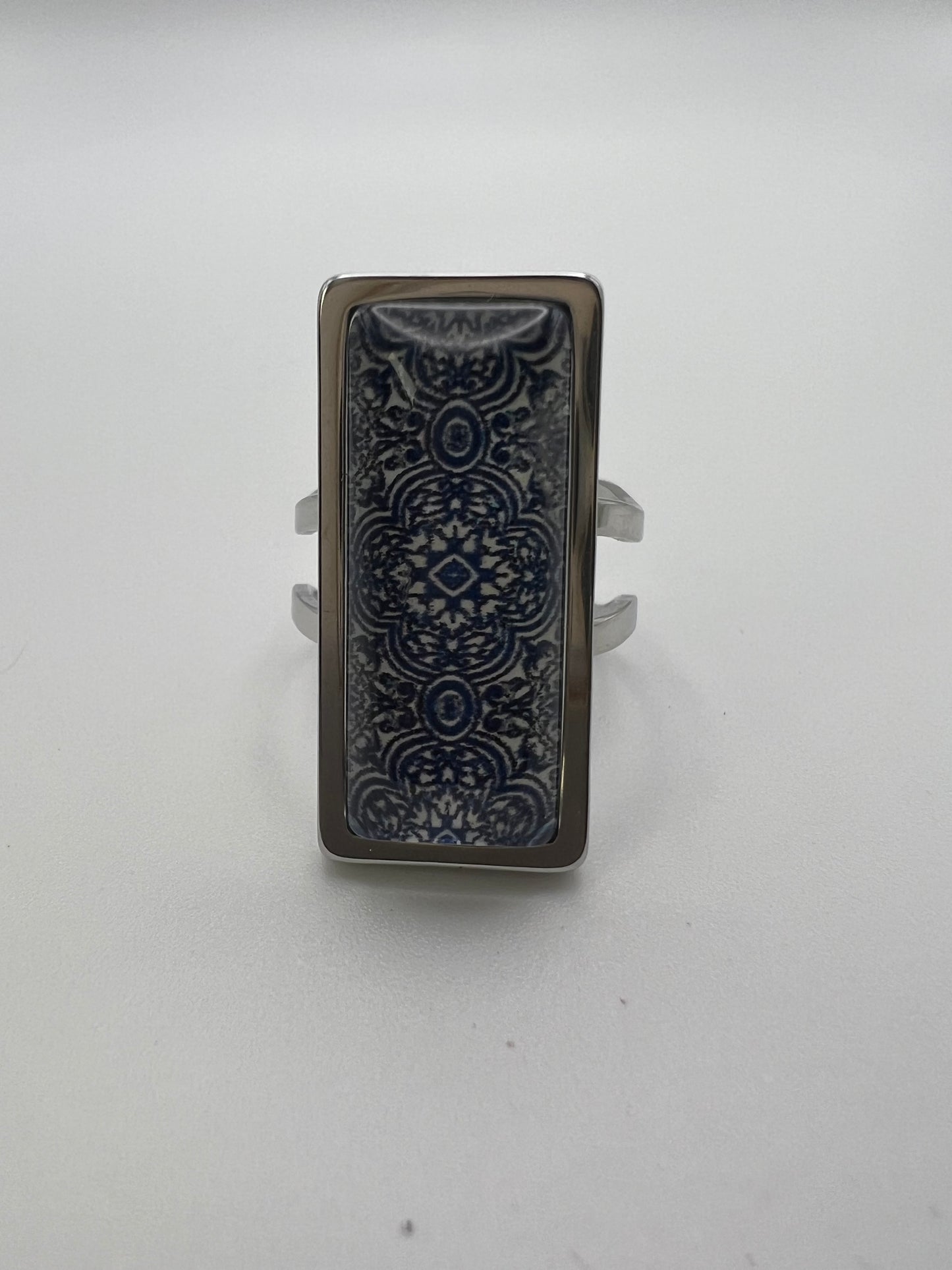 Blue Pattern Statement Ring