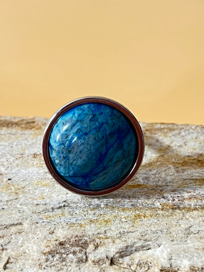 Blue Orchid Stone Statement Rings