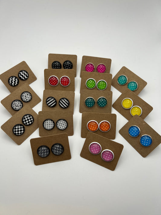 Colorful Polka-Dot Stud Earrings