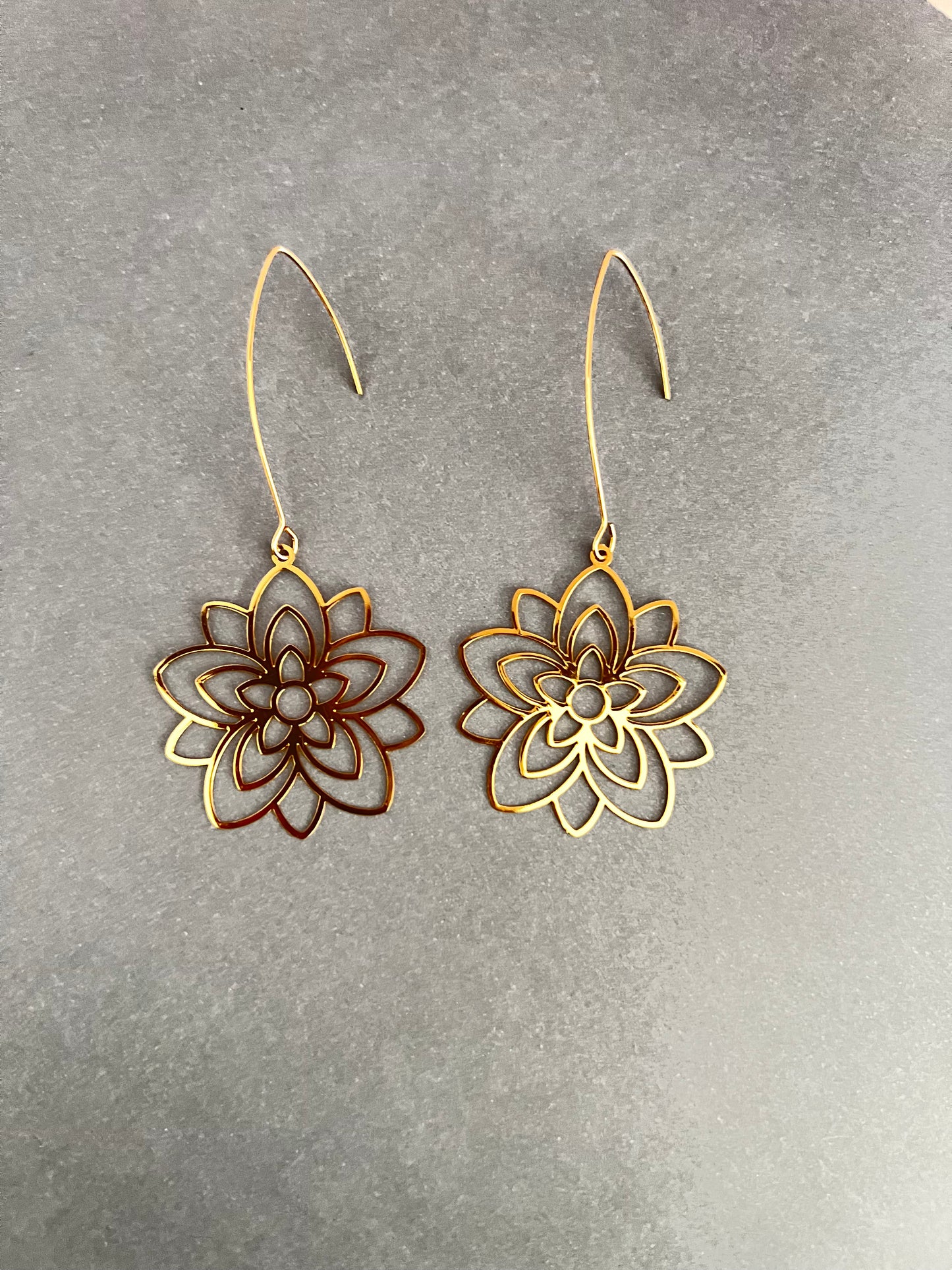 Delicate Floral Gold Brass Earrings