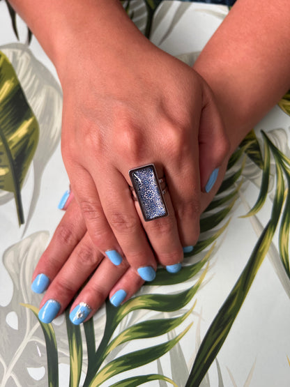 Blue Pattern Statement Ring