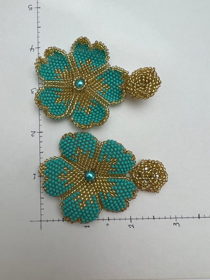 Beaded Flower Dangle Earrings