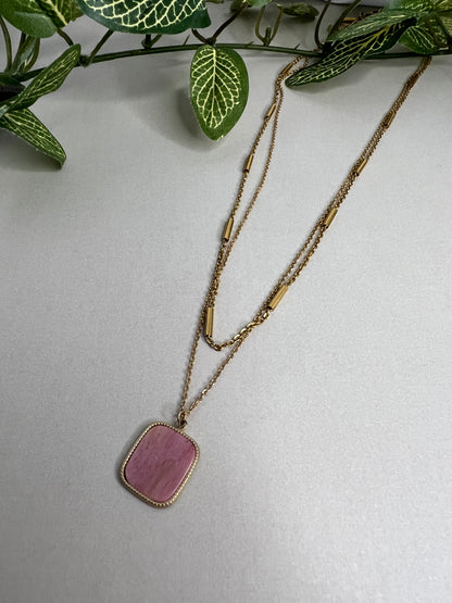 Pink & Gold Pendant Necklace