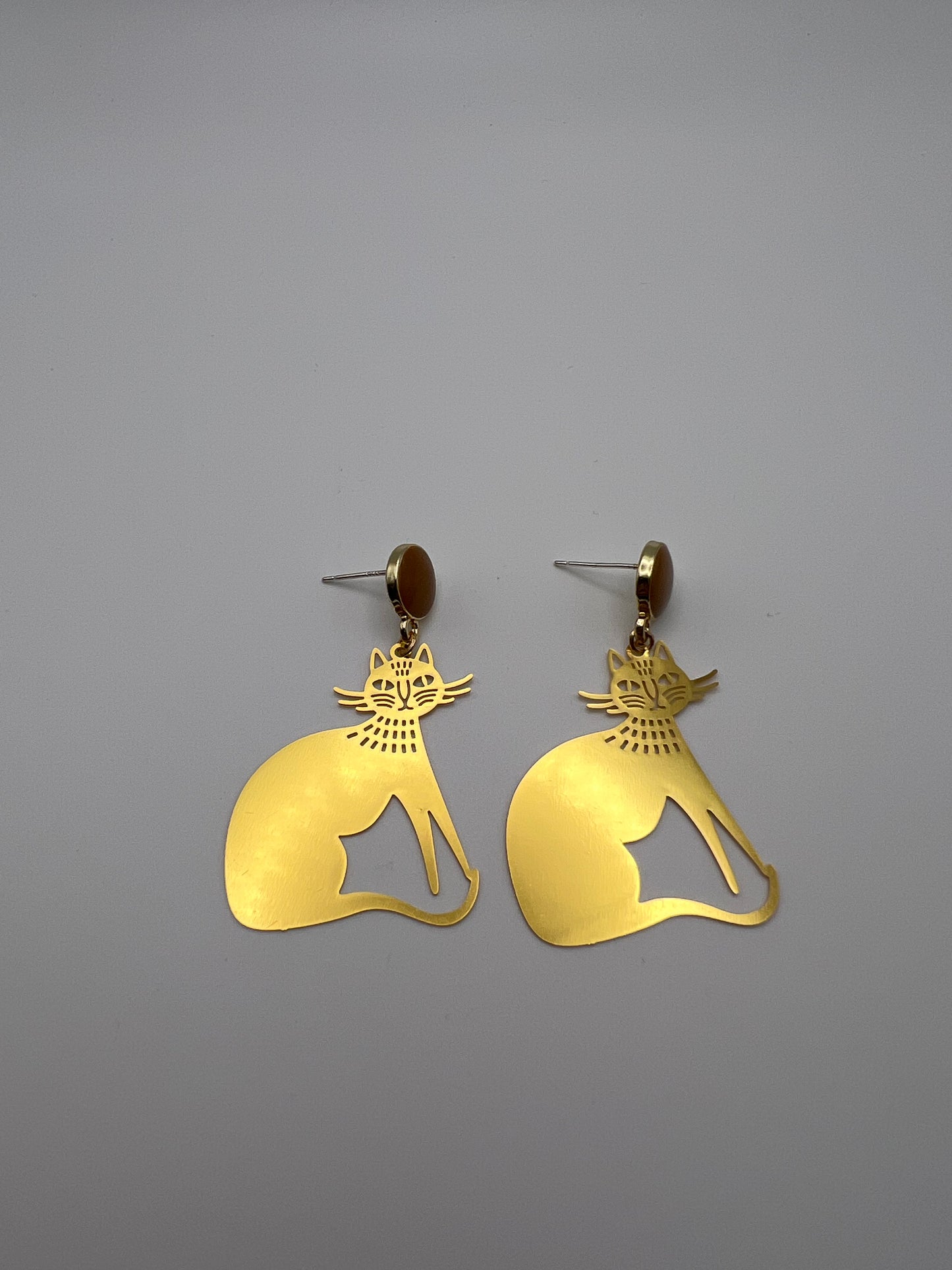 Minimalist Retro Silver &  Gold Cat Earrings