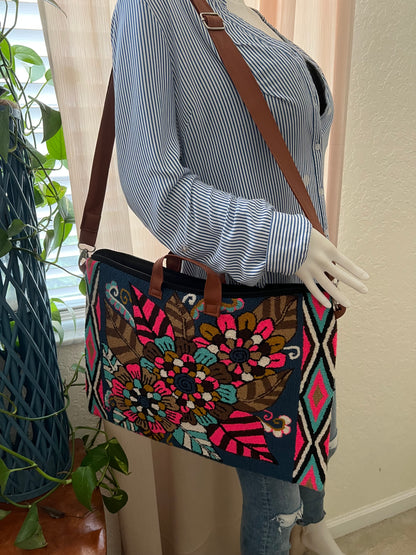 Floral Handwoven Messenger Bag