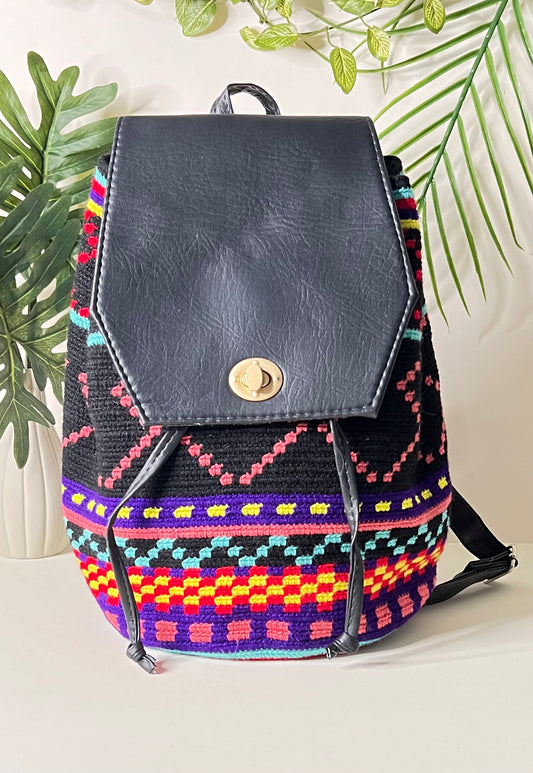 Bohemian Colorful Knitted Backpack