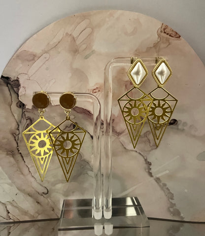 Brass Geometric Pendant Earrings