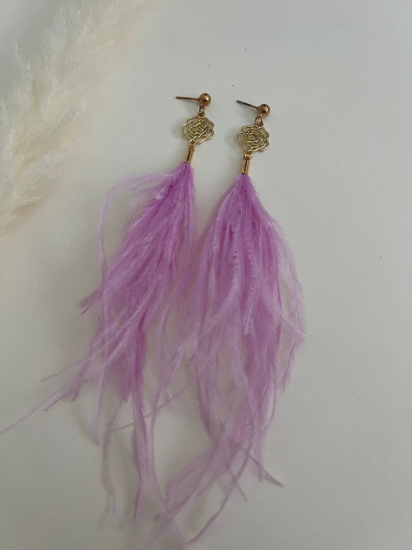 Light Pink Hippie Chic Feather Earrings