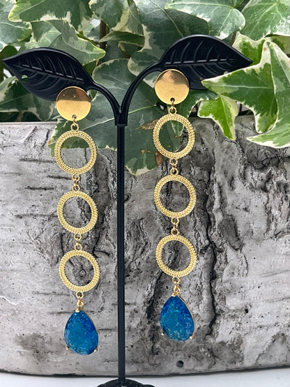 Blue Stone Elegant Dangle Earrings