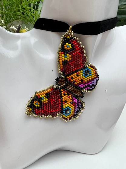 Elegant Beaded Butterfly Necklace