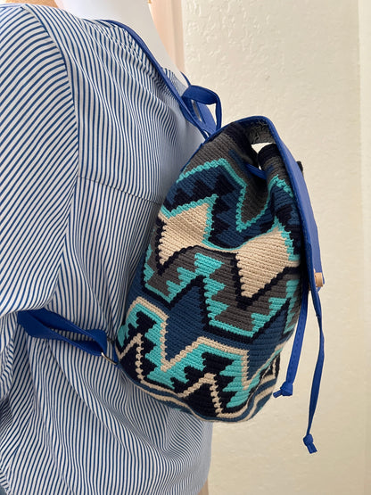 Geometric Pattern Handwoven Backpack