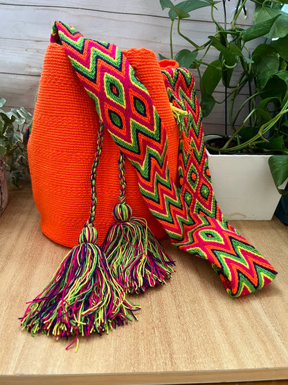 Vibrant Orange Handwoven Bucket Bag