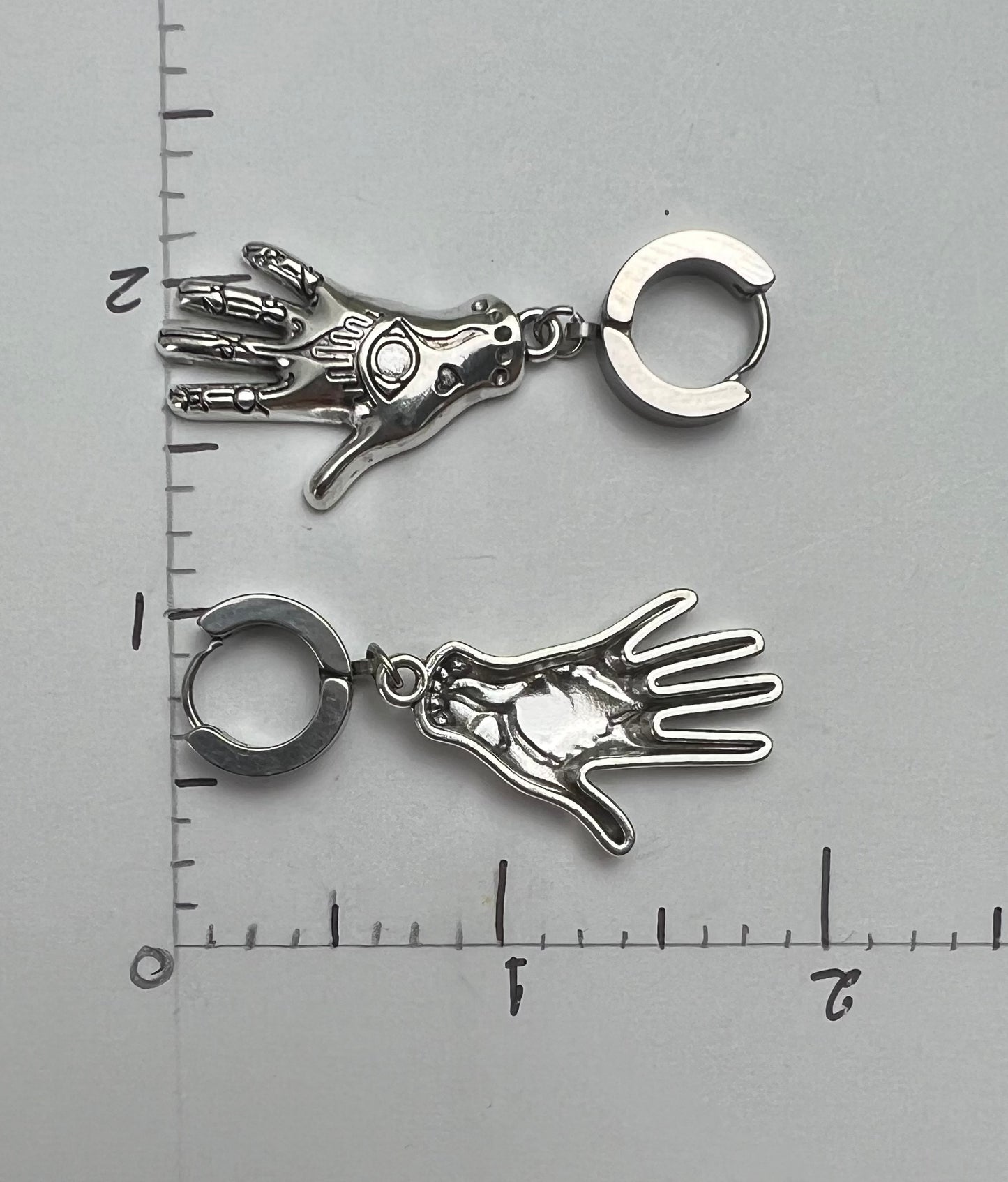 Silver Dainty Esoteric Hand Earrings