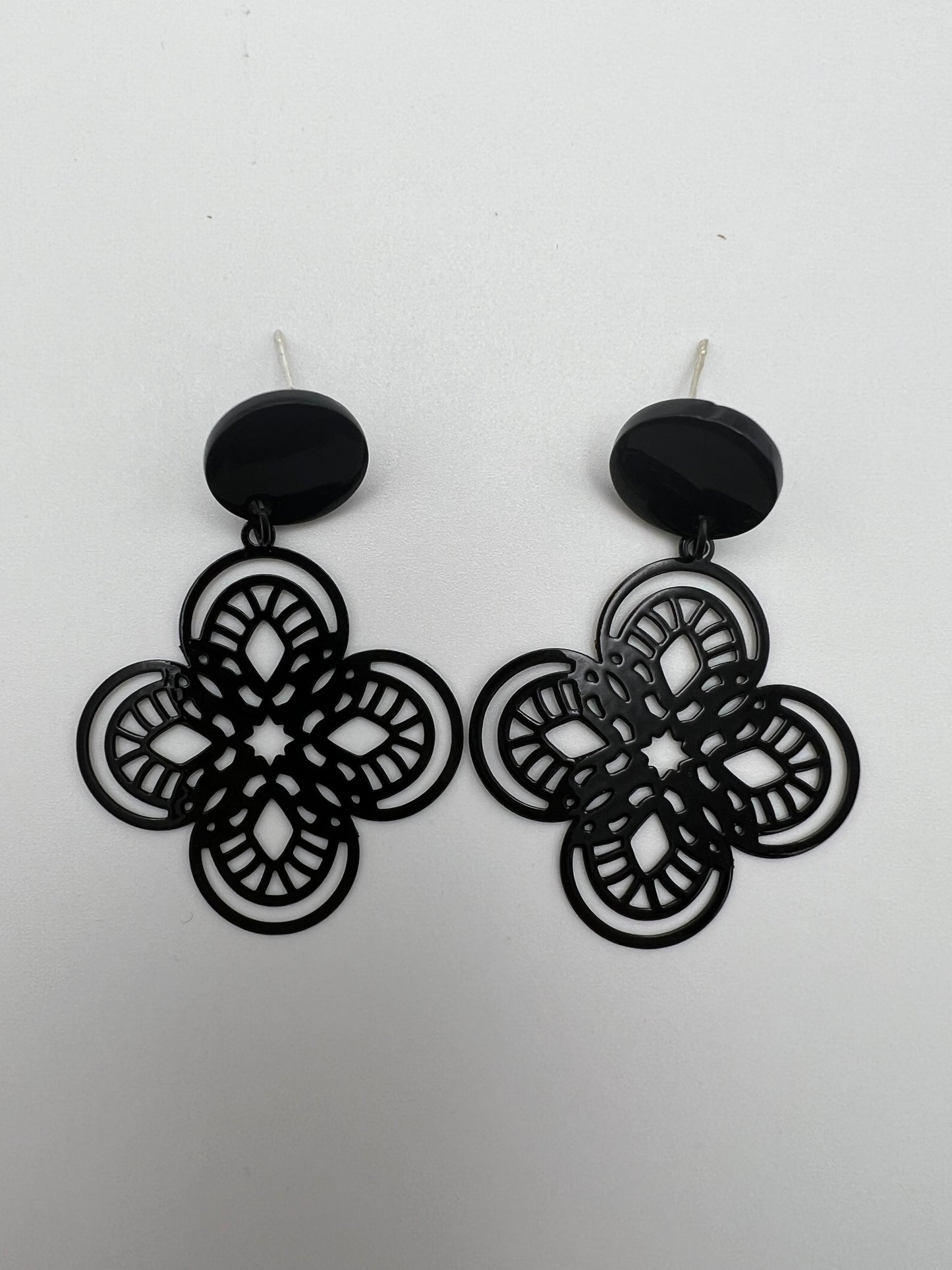 Delicate Black Flower Earrings