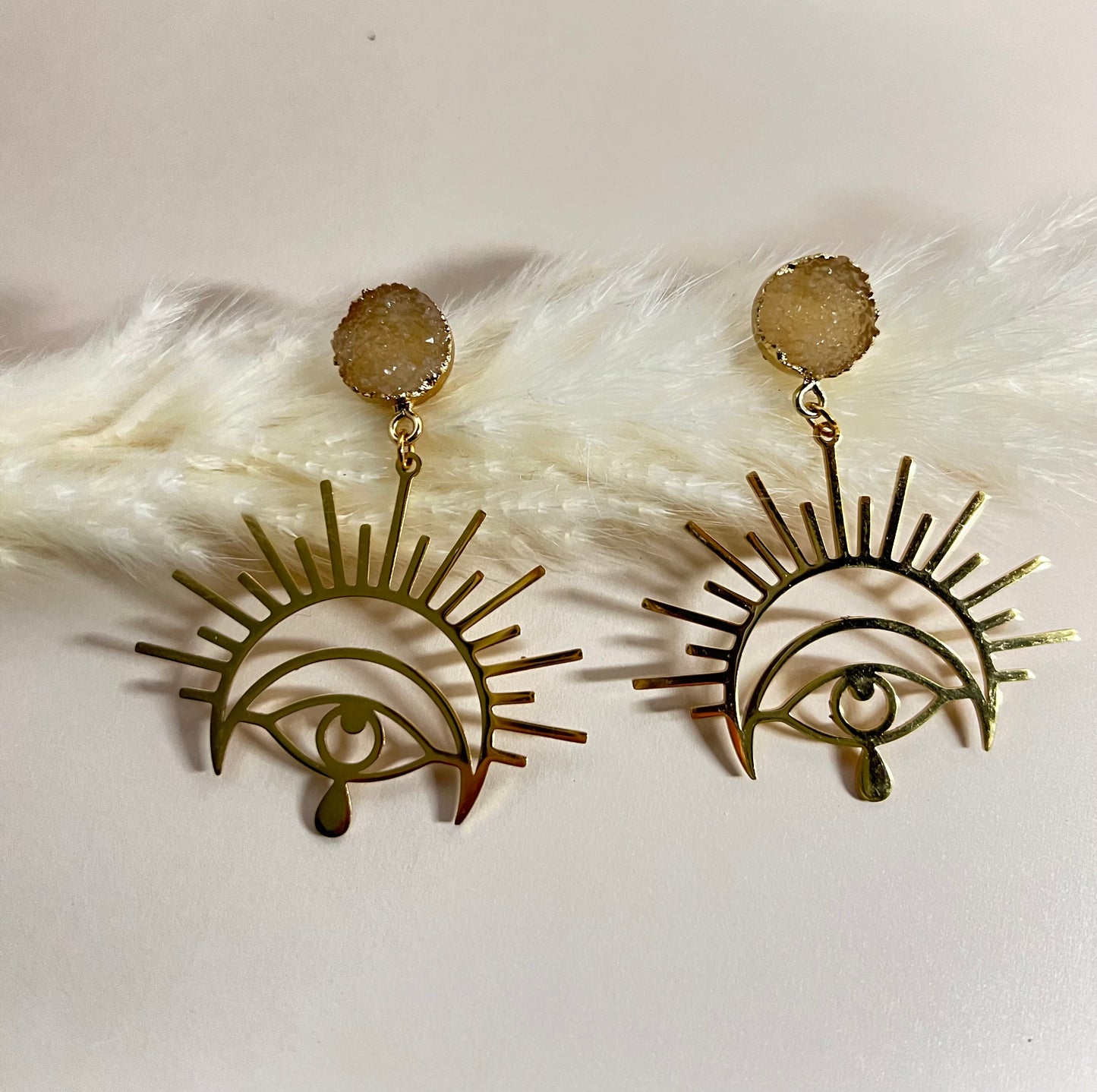 All Seeing Eye & Moon Statement Earrings