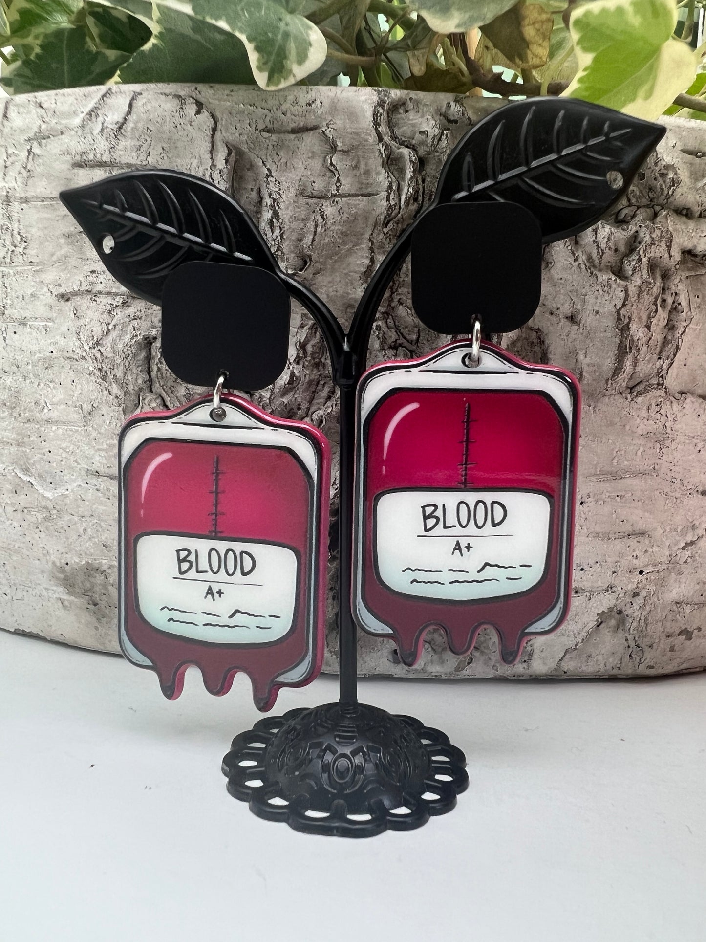 Whimsaigoth Blood Bag Earring