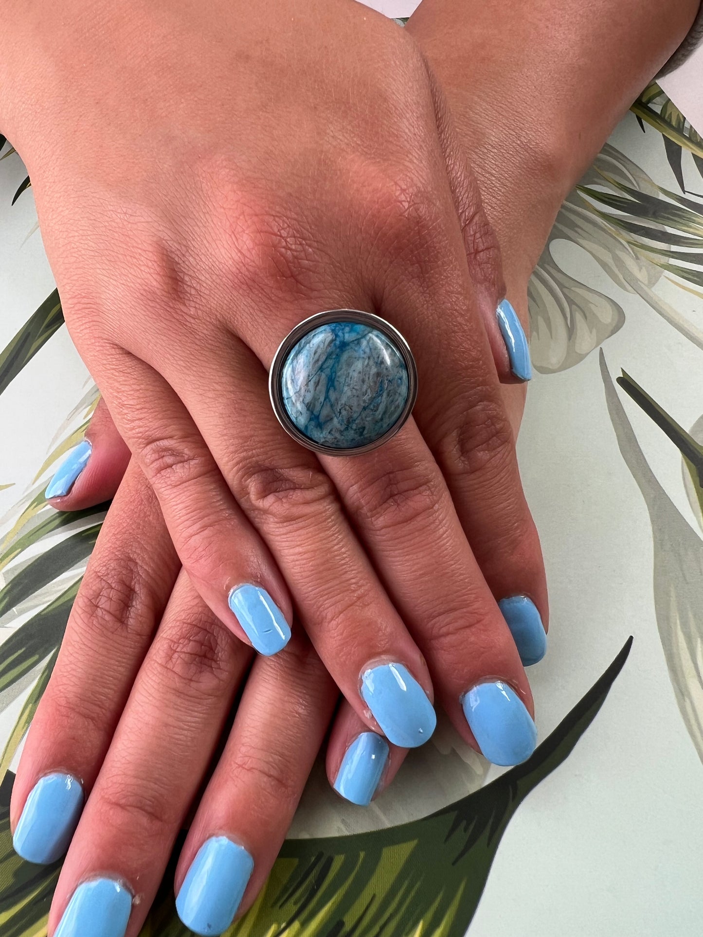 Blue Orchid Stone Statement Rings