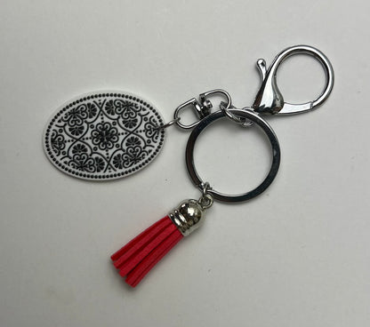 Classic Black & Red Pattern Keychain