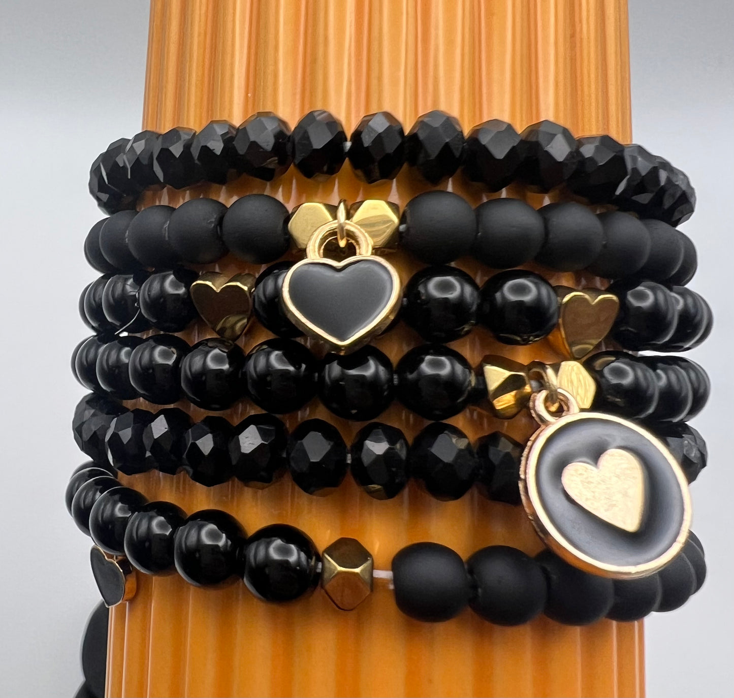 Black & Gold Charm Bracelet Set