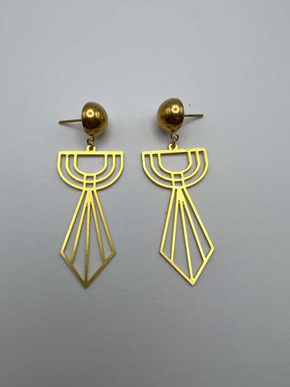 Art Deco-Inspired Brass Earrings