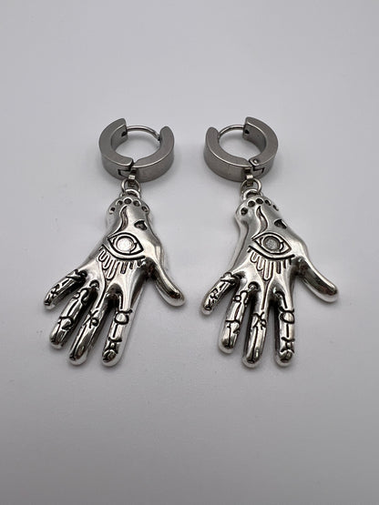 Silver Dainty Esoteric Hand Earrings