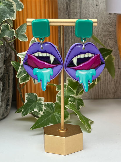 Pastel Goth Vampire Mouth Earrings