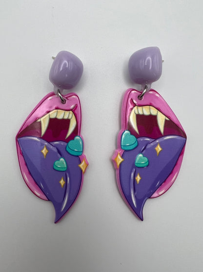 Pastel Goth Vampire Mouth Earrings